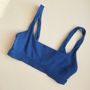 Aerie Swim Scoop Crinkle Bikini Top Large Blue